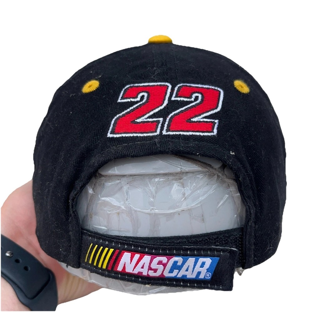 Vintage Nascar Hat Cap Strap Back Black Yellow CAT Racing Caterpillar Y2K 00s - Picture 2 of 10
